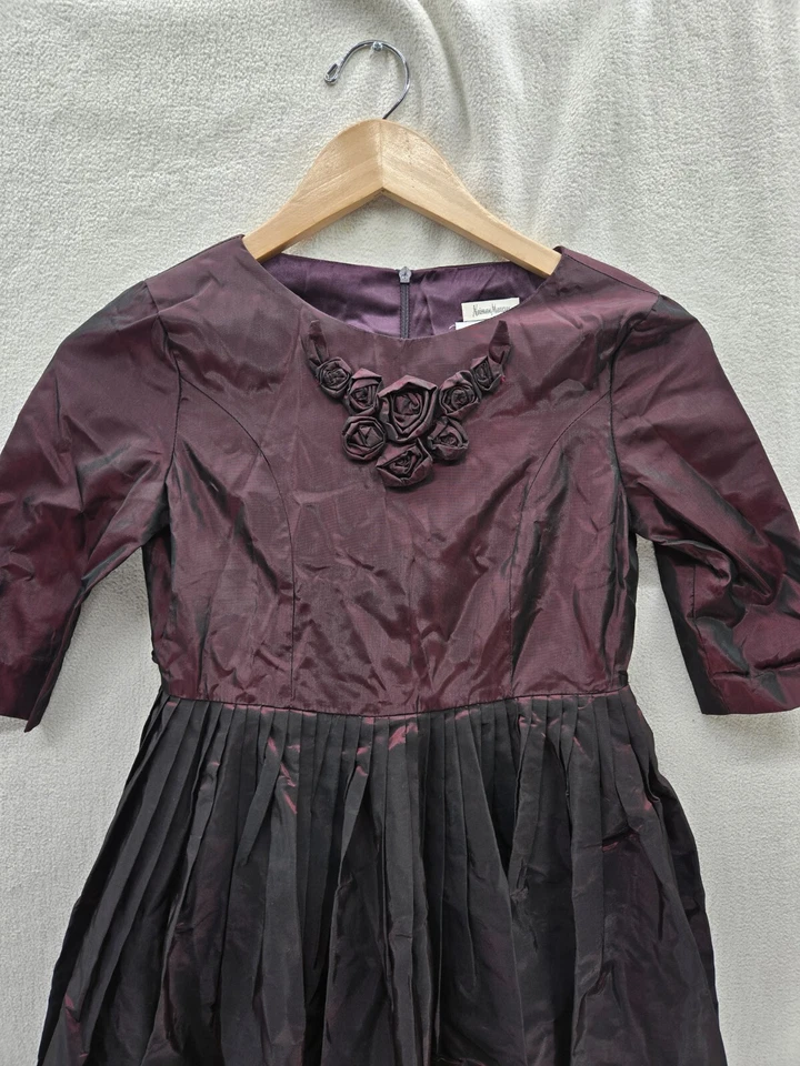 Vestido para niña NEIMAN MARCUS HELENA granate con sombrero talla-10 Foto 3 de 4