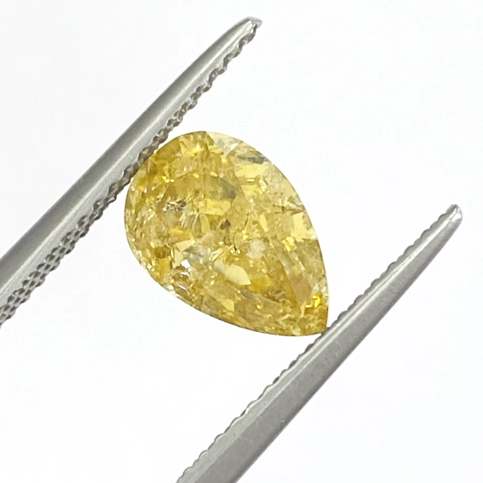 Diamante suelto natural GIA 2,01 quilates corte pera color amarillo para propuesta de anillo Foto 2 de 4
