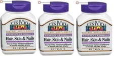 21st Century Hair, Skin and Nails Support Advanced Formula 50 Caplets X 3 Packs