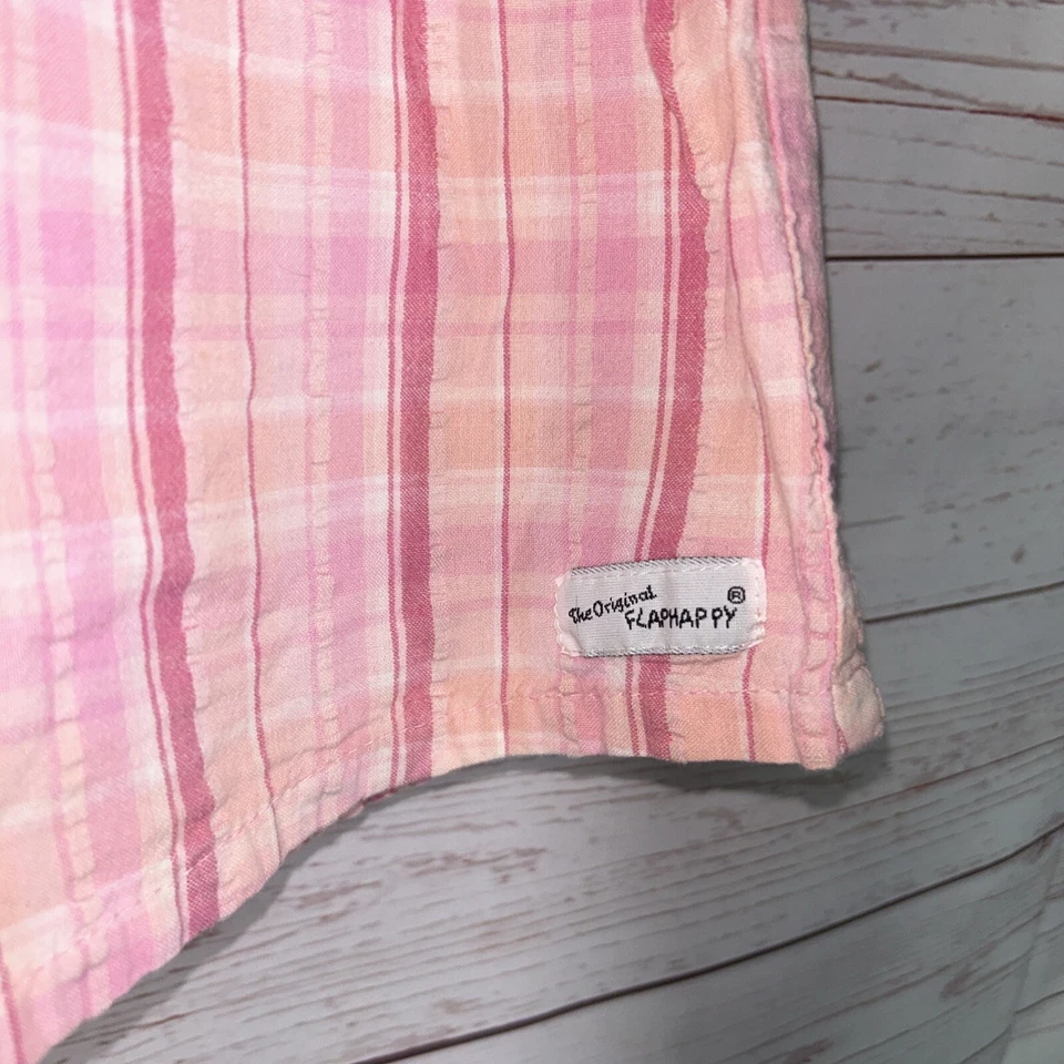 Shorts xadrez vintage feminino rosa tamanho 8 aba feliz 1986 EUA bolsos elásticos na cintura - Imagem 3 de 4