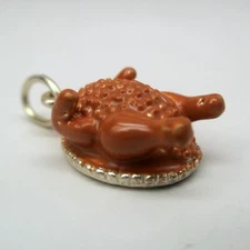 VINTAGE Sterling Silver ENAMEL Turkey THANKSGIVING Charm for BRACELET Pendant