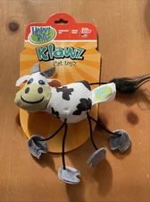 New Happy Tails Klawz Cat Toyz Cow Oxford Fabric Cat Toy Contains Catnip