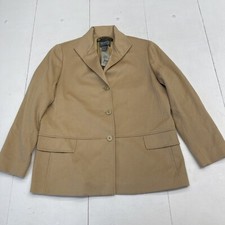 Lafayette 148 Champagne Brown Cashmere Button Front Blazer Jacket Women’s 14 New