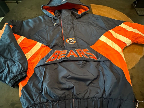VTG STARTER PRO LINE AUTHENTIC CHICAGO BEARS 1/2 ZIP PULLOVER PUFFER JACKET XL