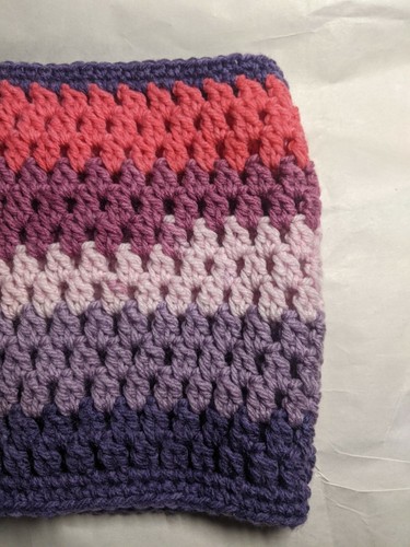 Crocheted Multi-color Shades of Purple Cowl Handmade - Picture 4 of 5