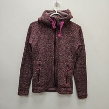 Rab Womens Amy Hoody Red Fleece Chunky Sweater Warm Top Full Zip Jacket Uk 10