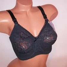 Bali Bra 34DD Black Lace Comfort U Back Supportive Stretch Lace Underwire New