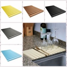 Kitchen Silicone Worktop Dish Drainer Drip Tray Large Sink Drying Rack Holder