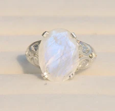 Rainbow Moonstone Ring, 925 Sterling Silver Women's Ring, Gemstone Ring For Her