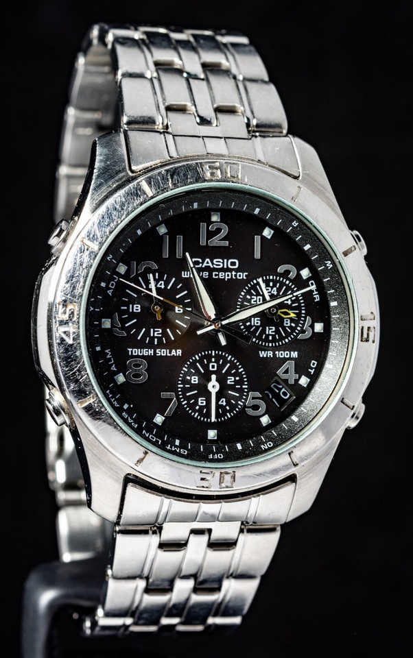 Casio Wave Ceptor Tough Solar Chronograph Men's Quartz Watch -- Working ...