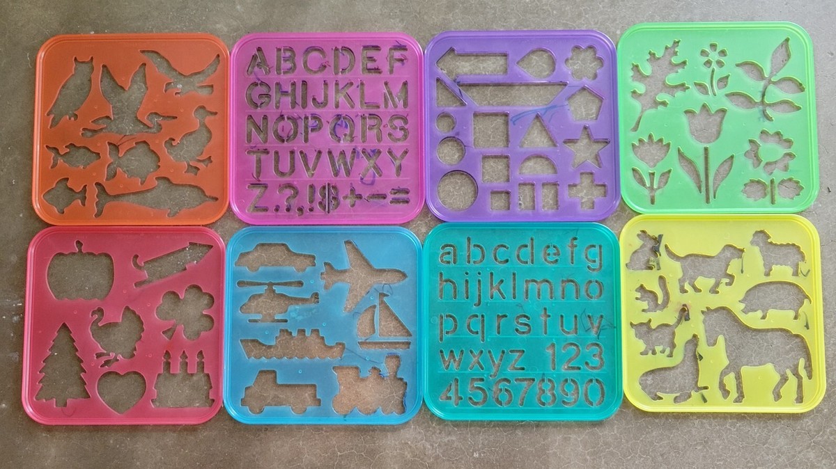 Vintage Tupperware Tuppertoys Stencil Art Set of 8 - 1987 Numbers