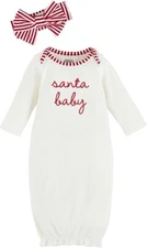Mud Pie Baby Girl Santa Baby Christmas Gown & Headband Set Size O-3 Months NEW