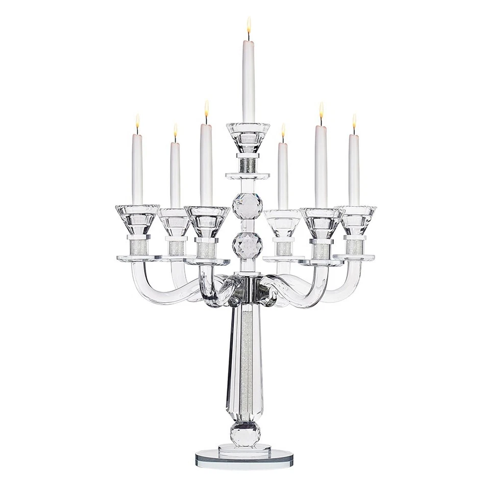 Crystal Candelabra with 7 Arms and Round Crystals in Center Stem - Image 2 of 3