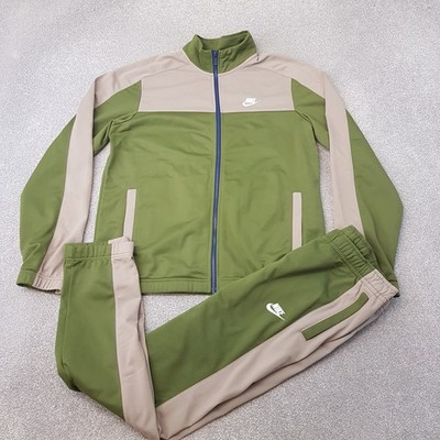 Nike Mens Tracksuit Set Medium Green Beige Track Jacket Pants Bottoms  Swoosh UK