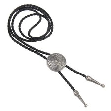 LIANCHI Western Black Bolo Tie for Men and Women,Native 70, Flower Silver