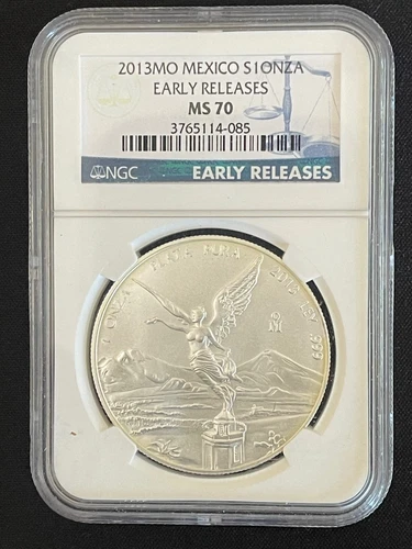 2013 Mo Mexico 1 Onza Silver Libertad MS70 NGC Blue Label