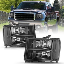 For 2007-2013 Gmc Sierra 1500 2500hd 3500hd Black Factory Headlights Lhrh 07-13