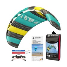 HQ Symphony Beach III 1.8 Stunt Kite, Dual Line Foil Sport Kite Aqua Fast Ship