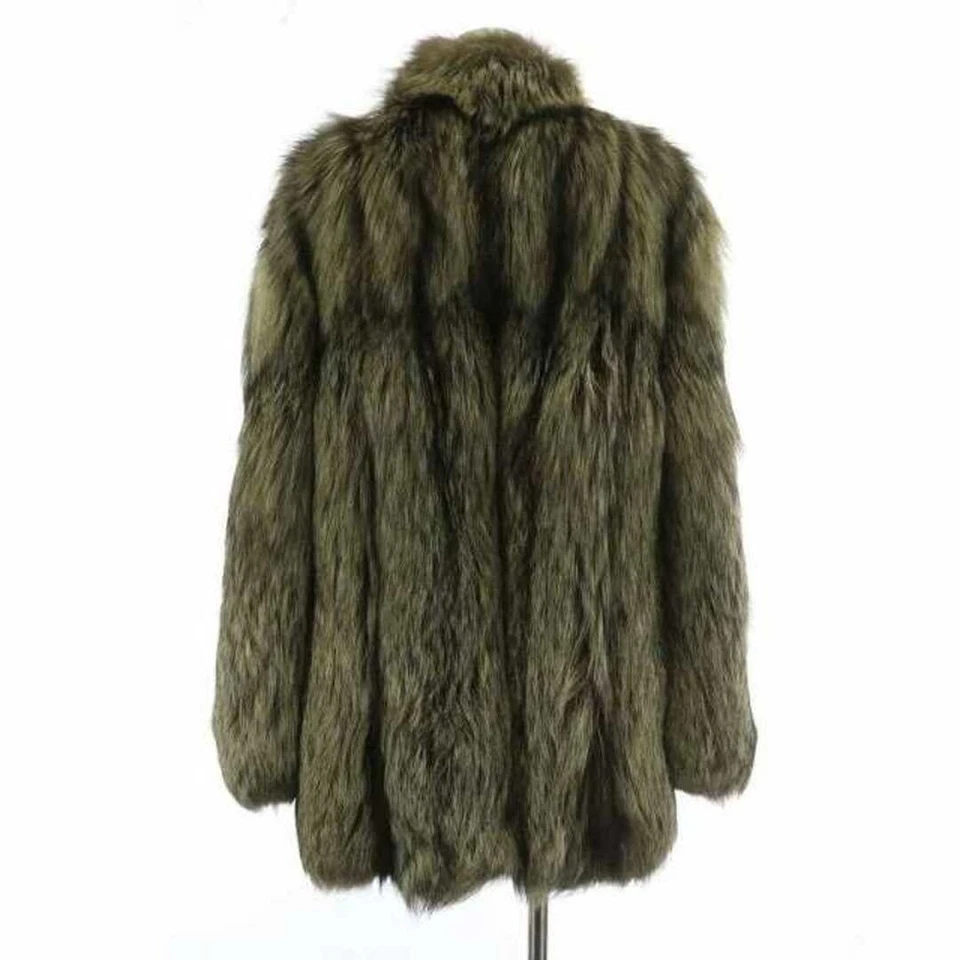 Silver Fox Fur Coat Dark Brown Mid Length Real Fox Hook Closure Japan Vintage - Image 3 of 4