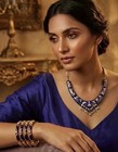 5pc Indian Blue, Pearl, Gold, Rhinestone Necklace & Amrita Singh Bracelets — photo 1