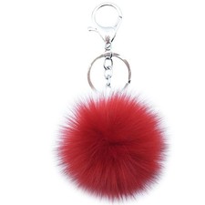 Pom Pom Keychain Artificial Fox Fur Soft Ball Keychains Fluffy Tote Pendant C...