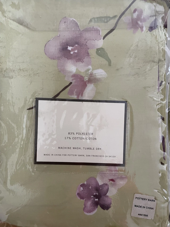 Funda nórdica Pottery Barn ~ BLOSSOM DOBLE verde rosa púrpura flores SATINADA nueva Foto 2 de 2