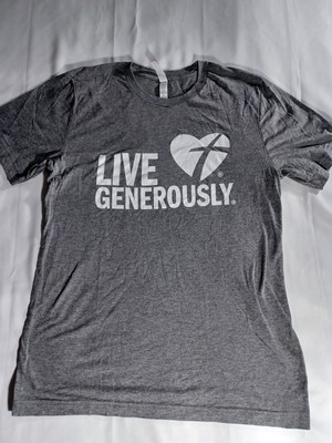 Thrivent Live Generously Shirt Mens Medium Gray Graphic Tee Christian Promo
