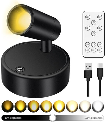 Wireless LED Spotlight: Battery-Powered with Dimming, Timer & Remote Control