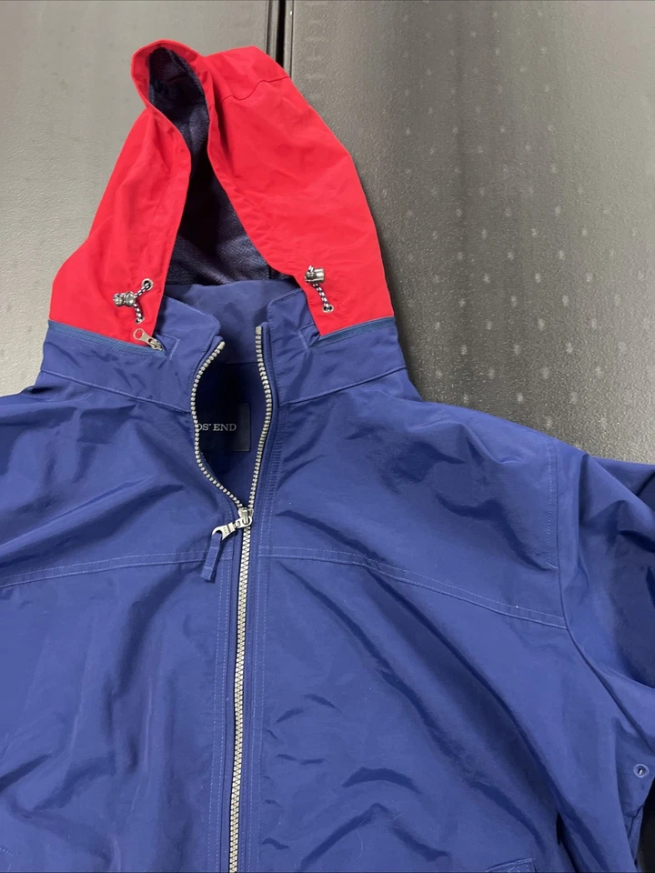 Lands' End Windbreaker with Hood in Collar Navy Blue w/ Red Hood Men's XL 46-48 - Image 3 of 4