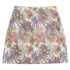 Talbots Womens Tropical Parrot Pineapple Floral Mini Skirt Size 2 Cotton Blend