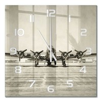 Wanduhr Aus GehäRtetem Glas Glas-Wanduhr Alter Bomber WeißE Zeiger 60X60 Cm
