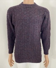 Men  s XS-S Women  s S-M Grey / Red Marle Melange Pure Wool Chunky Knit Jumper