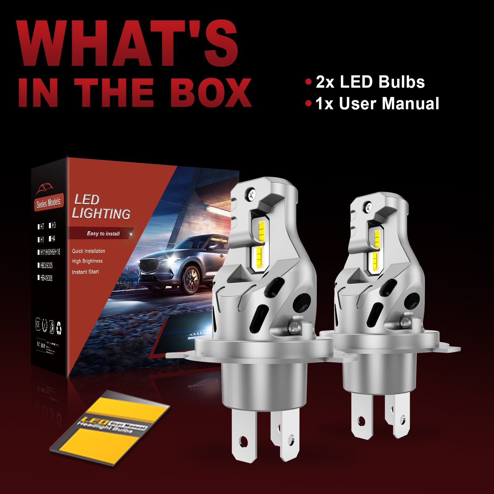 Auxiracer H4 LED Lampadina per Fari Auto 6000k Abbagliante Anabbagliante CANBUS - Miniatura 10