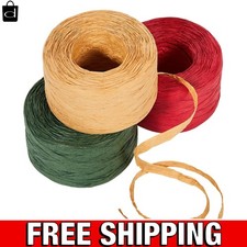 Sooez 3 Rolls Raffia Ribbon Twine String, 540 Feet Christmas Wrapping Paper ...