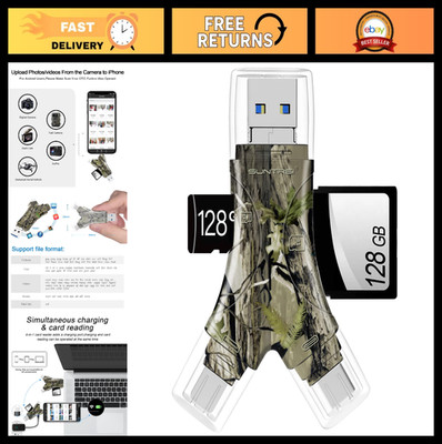4-in-1 SD Card Reader for iPhone, Android, Mac & Camera - Portable Memory Adapte