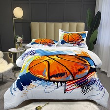 3D Hand Drawn Basketball Sports Comforter Set for Teen Boys,Kids Soft Microfi...
