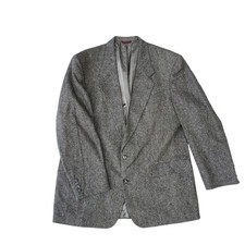 Vintage Hart Schaffner Marx Blazer Ivy Preppy Grey Tweed Wool Sport Coat 44L