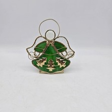 Vintage Stained Glass Angel Tree Votive Tea Light Candle Holder Glass Green