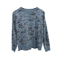 LL Bean Signature Camp Sweatshirt Crewneck Bird Outdoor Print Blue Women's Large