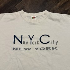 Vintage NYC New York City T Tee Shirt Mens XL White Crew Neck Made in USA