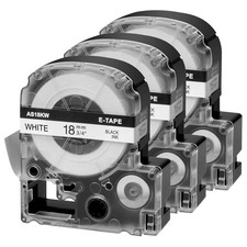 3x 3/4" Black on White LA-5WBN Standard Tape Fit for Epson LabelWorks LW-600P