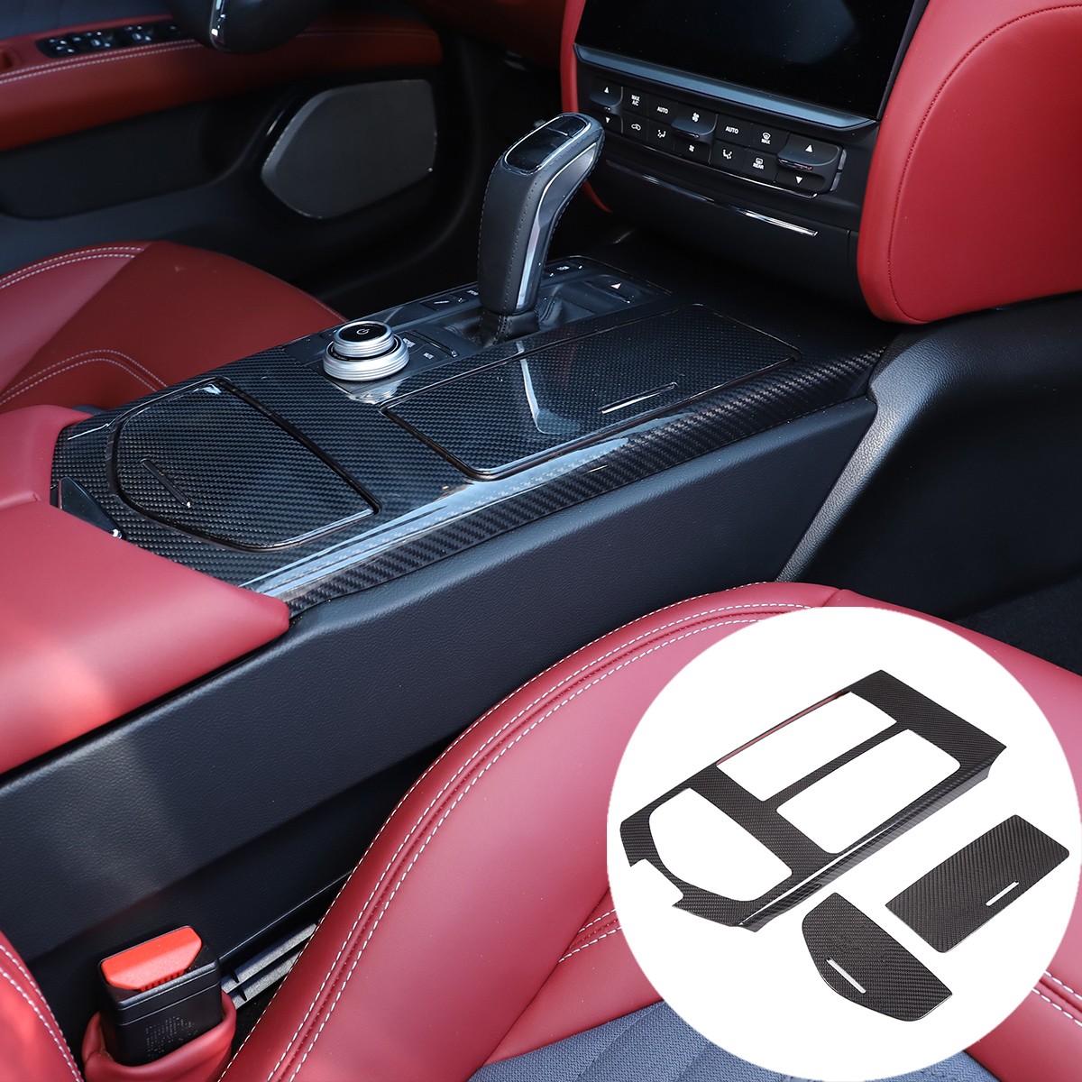 Real Carbon Center Console Gear Shift Panel Cover For Maserati Ghibli 2017-2023