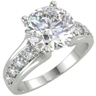 2.63 Ct Round Cut VS2/D Solitaire Pave Diamond Engagement Ring 14K White Gold