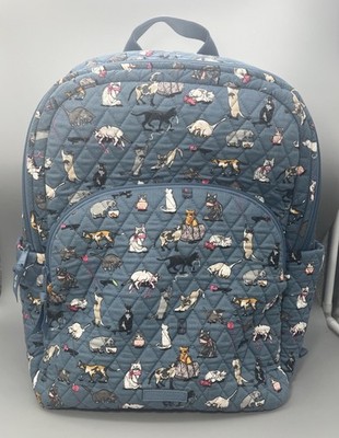 Vera Bradley Cat's Meow Large Essential Backpack Cat Kitten Blue Backpack Bag