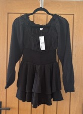 Urban Outfitters Kimchi Blue Rosie Playsuit Black Romper Dress, XS RRP £49