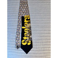 Vintage Team NFL Pittsburgh Steelers Silk Tie Three Rivers Stadium Black Yellow