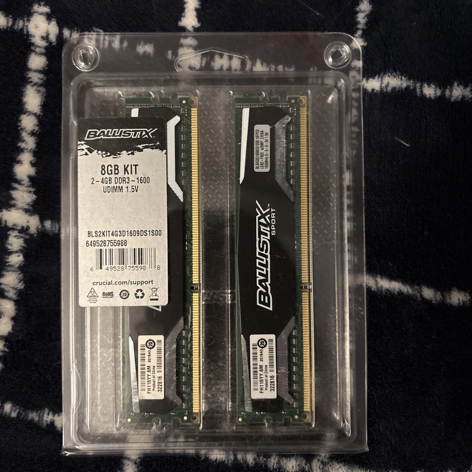 Ballistix 8GB Kit (2x4) DDR3 Ram (DDR3-1600 MHZ) 2- 4GB Sport DDR3-1600 NEW - Image 4 of 4