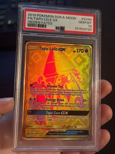 FRESH CERT PSA 10 Tapu Lele GX SV94/SV94 Hidden Fates: Shiny Vault Holo