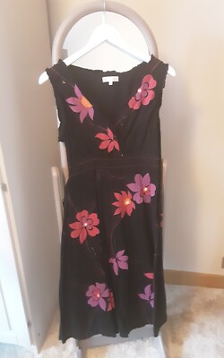 John Rocha Black Dress Pink/Lilac Flowers Size 12/14 Occasion Wedding Summer