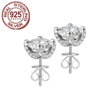 Top Quality 6mm Round Cubic Zirconia Stud Earrings Sterling Silver Women Jewelry